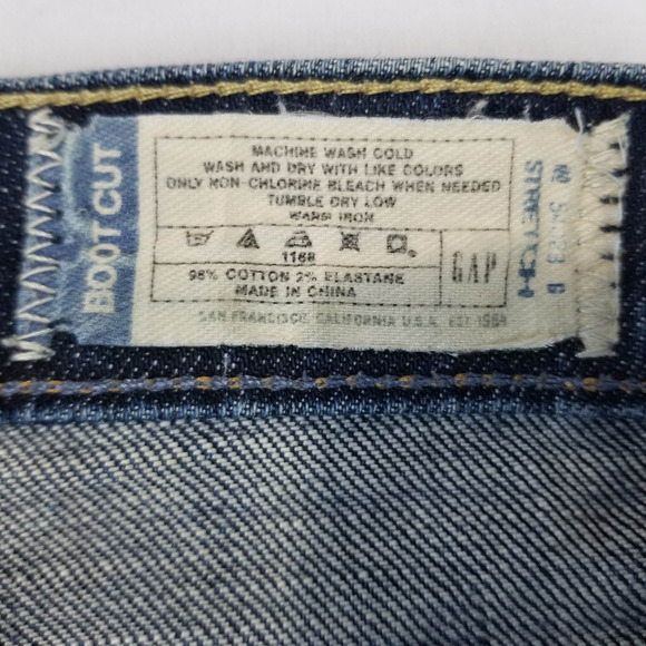 Gap 1969 Boot Cut Jeans Womens 10R Blue Denim Stretch Mid Rise Distressed Casual - Picture 5 of 9